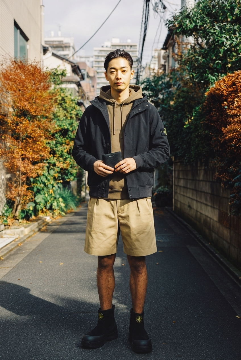 Saint Laurent × Stone Island、秋風の午後、休日を彩る。