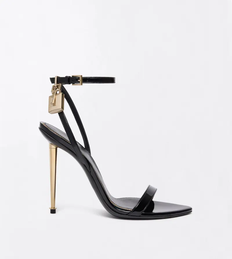TOM FORD PATENT LEATHER PADLOCK POINTY NAKED SANDAL