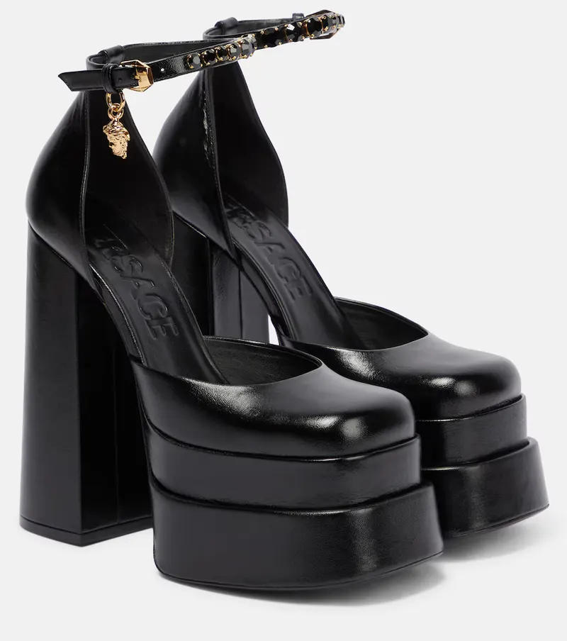 VERSACE Versace Medusa Aevitas leather platform pumps