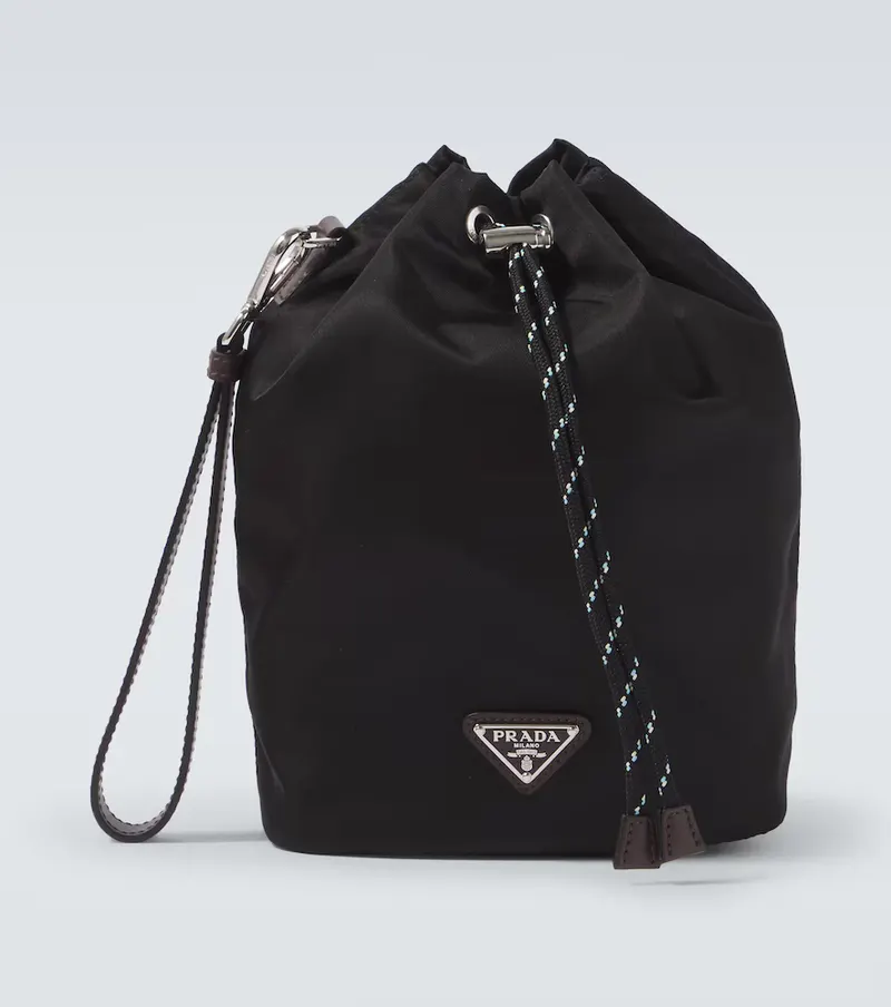 Prada Prada Prada Speedrock Re-Nylon leather-trimmed pouch