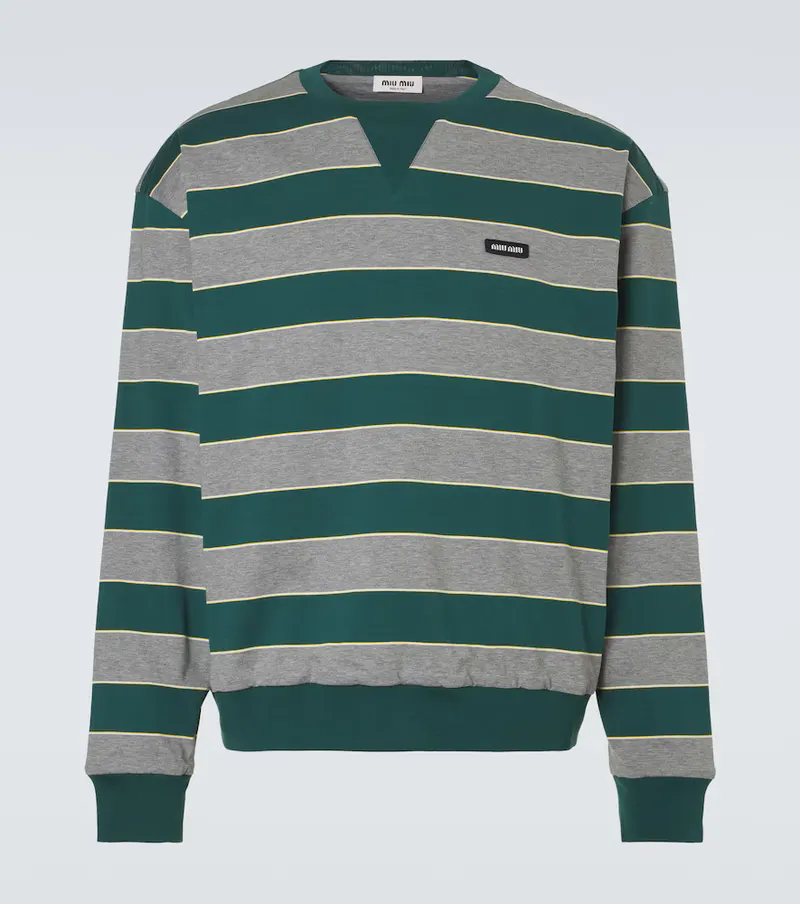 Miu Miu Miu Miu Striped cotton jersey sweatshirt