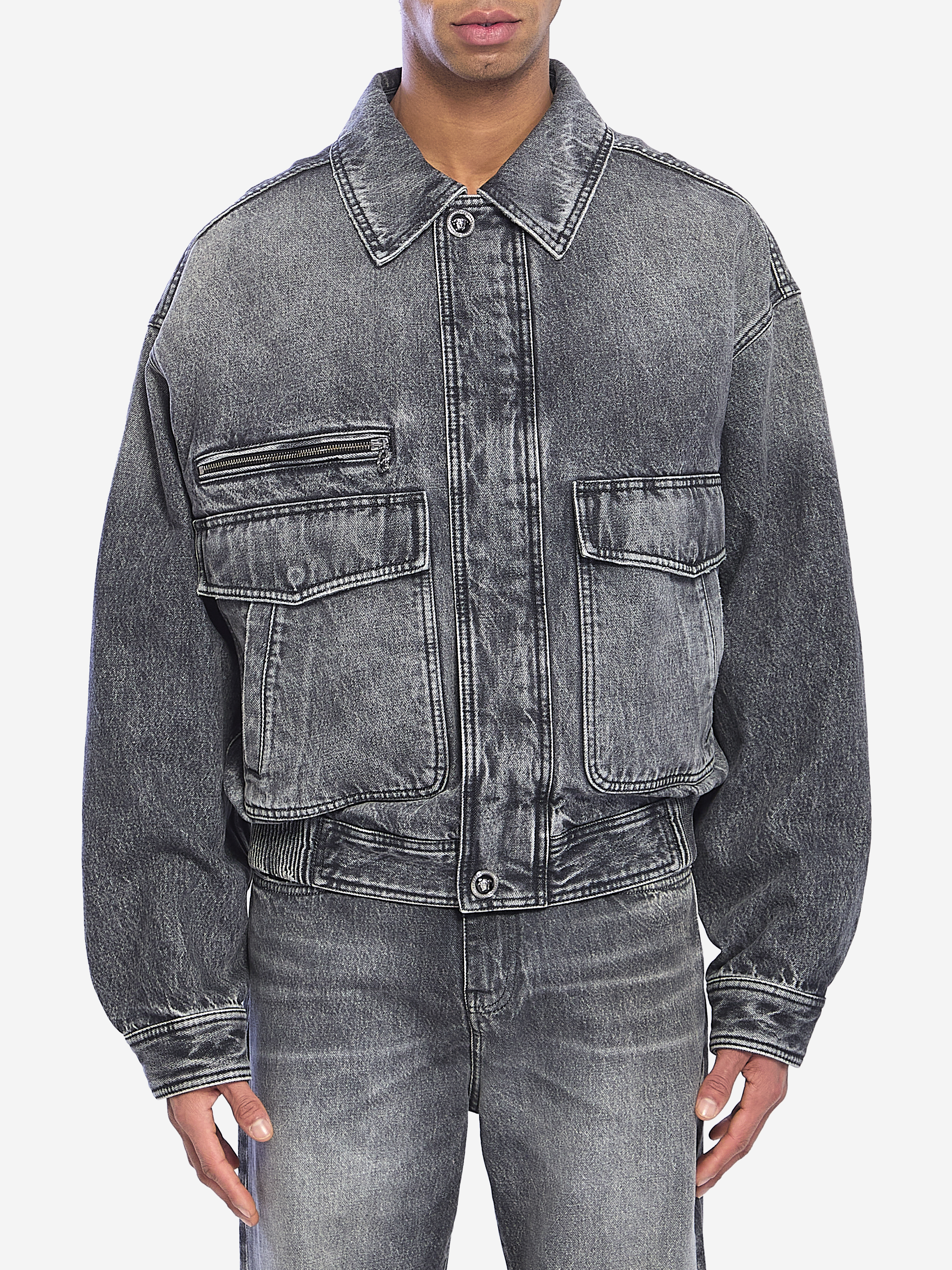 VERSACE Stonewash denim bomber jacket