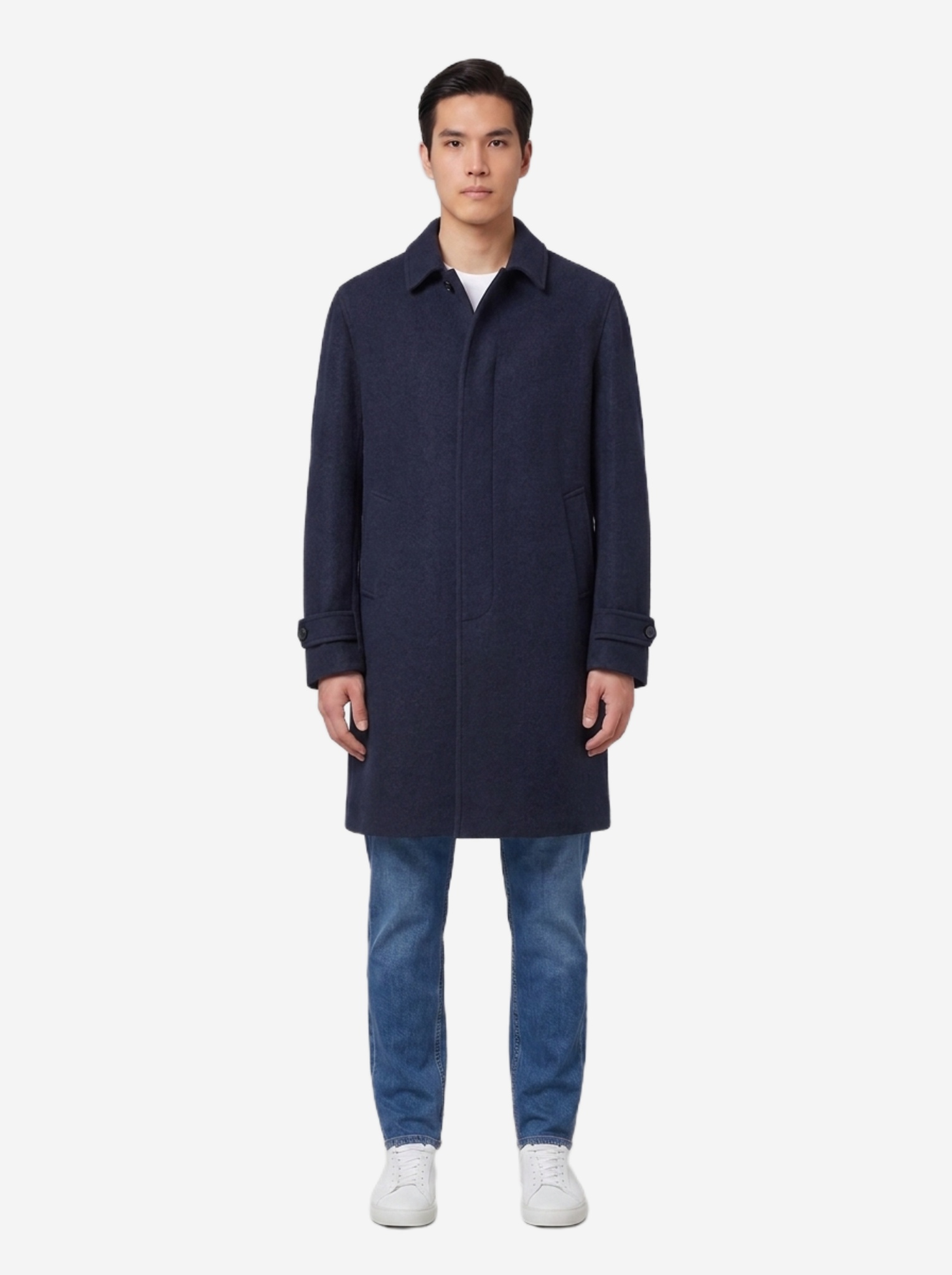 LARDINI Dark blue singlebreasted coat