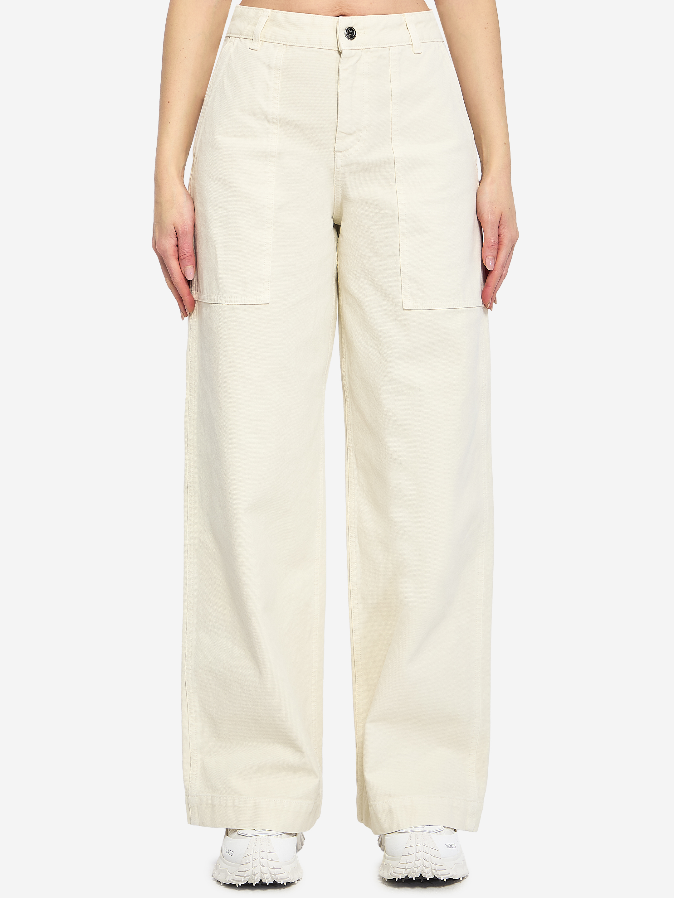 MONCLER Cotton pants with leather logo.