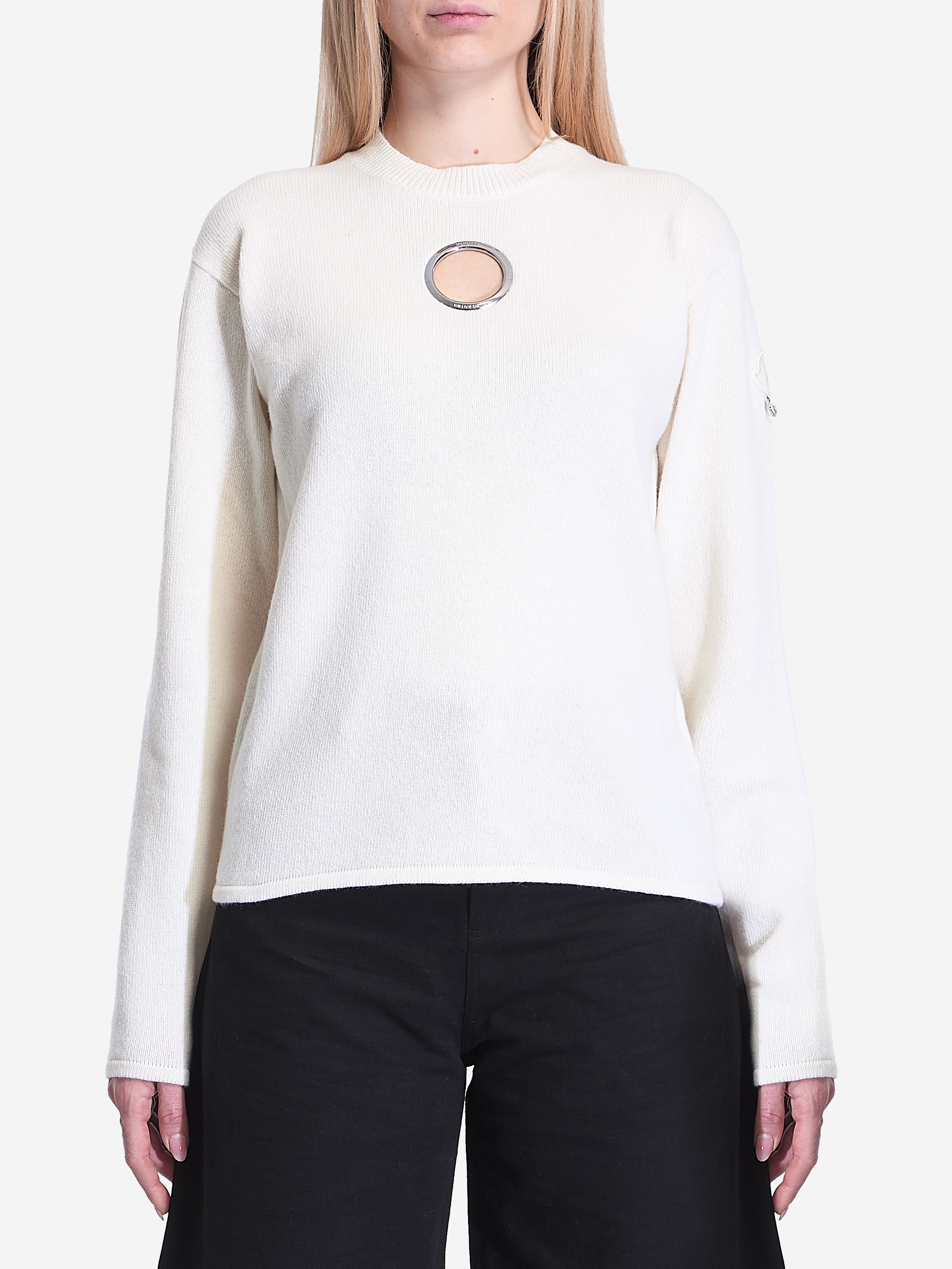 MONCLER White wool sweater