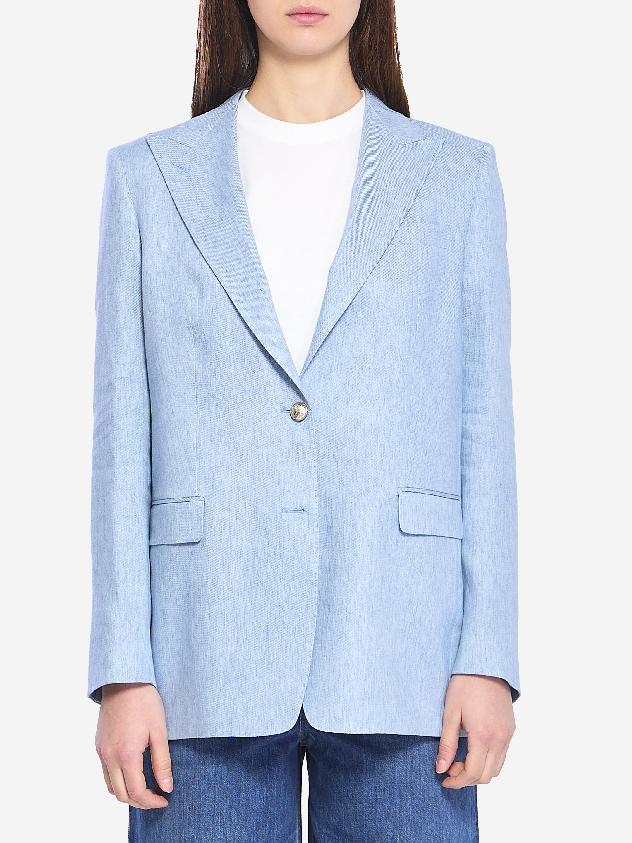 Tagliatore Singlebreasted stretch linen and cotton jacket