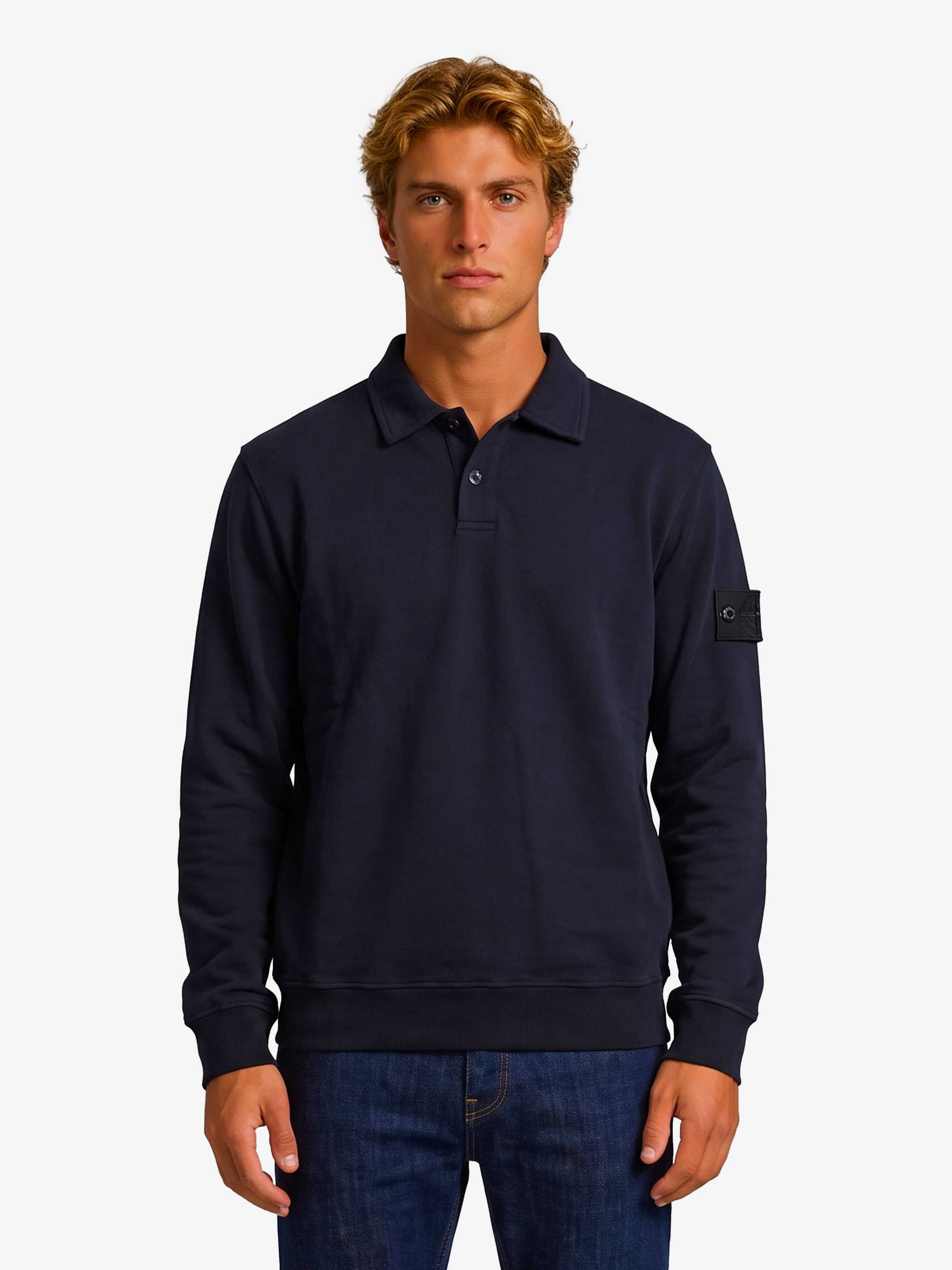 Stone Island Navy blue stretch cotton Ghost polo shirt
