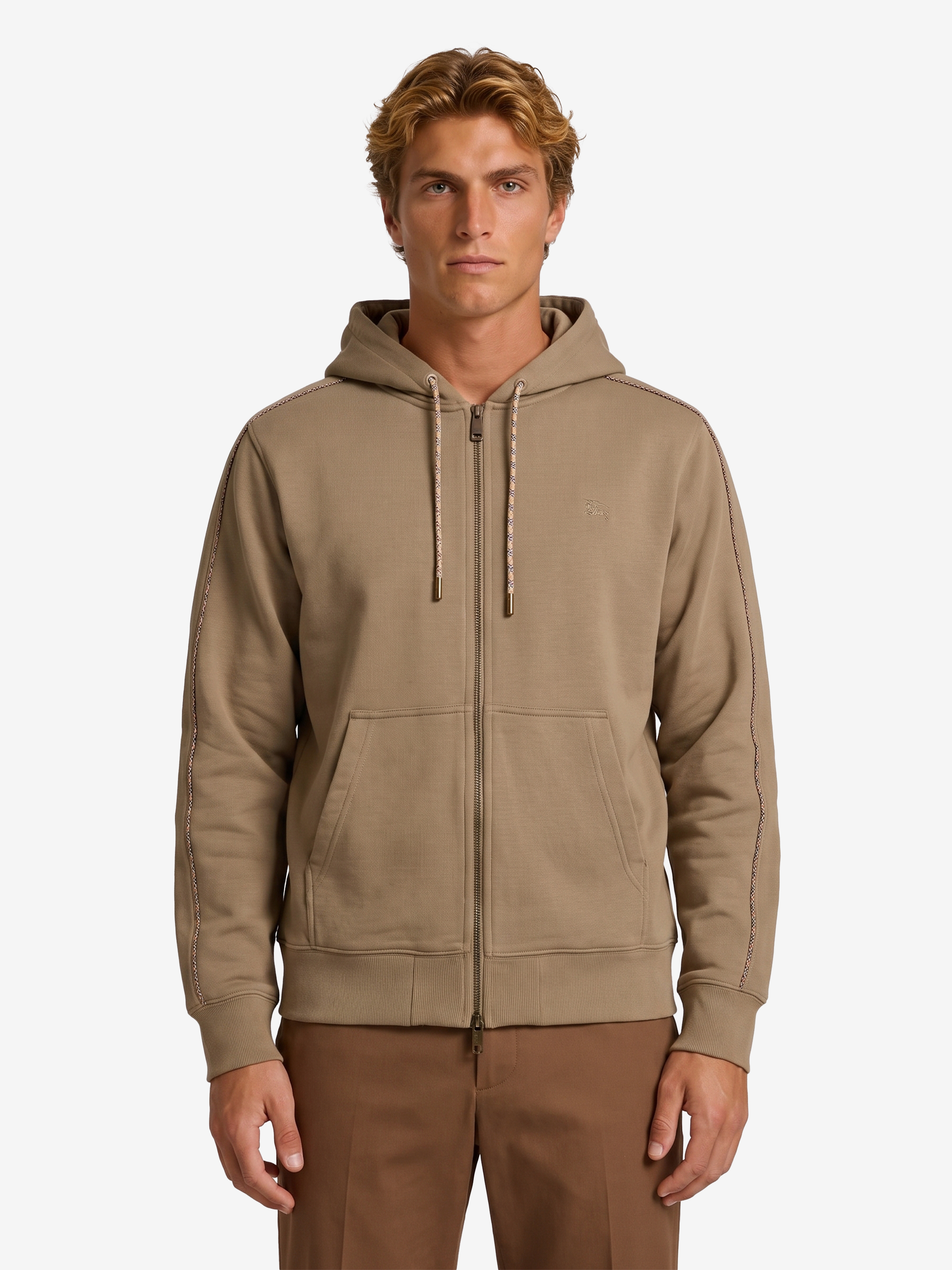 Burberry Finch brown cotton zipped hoodie