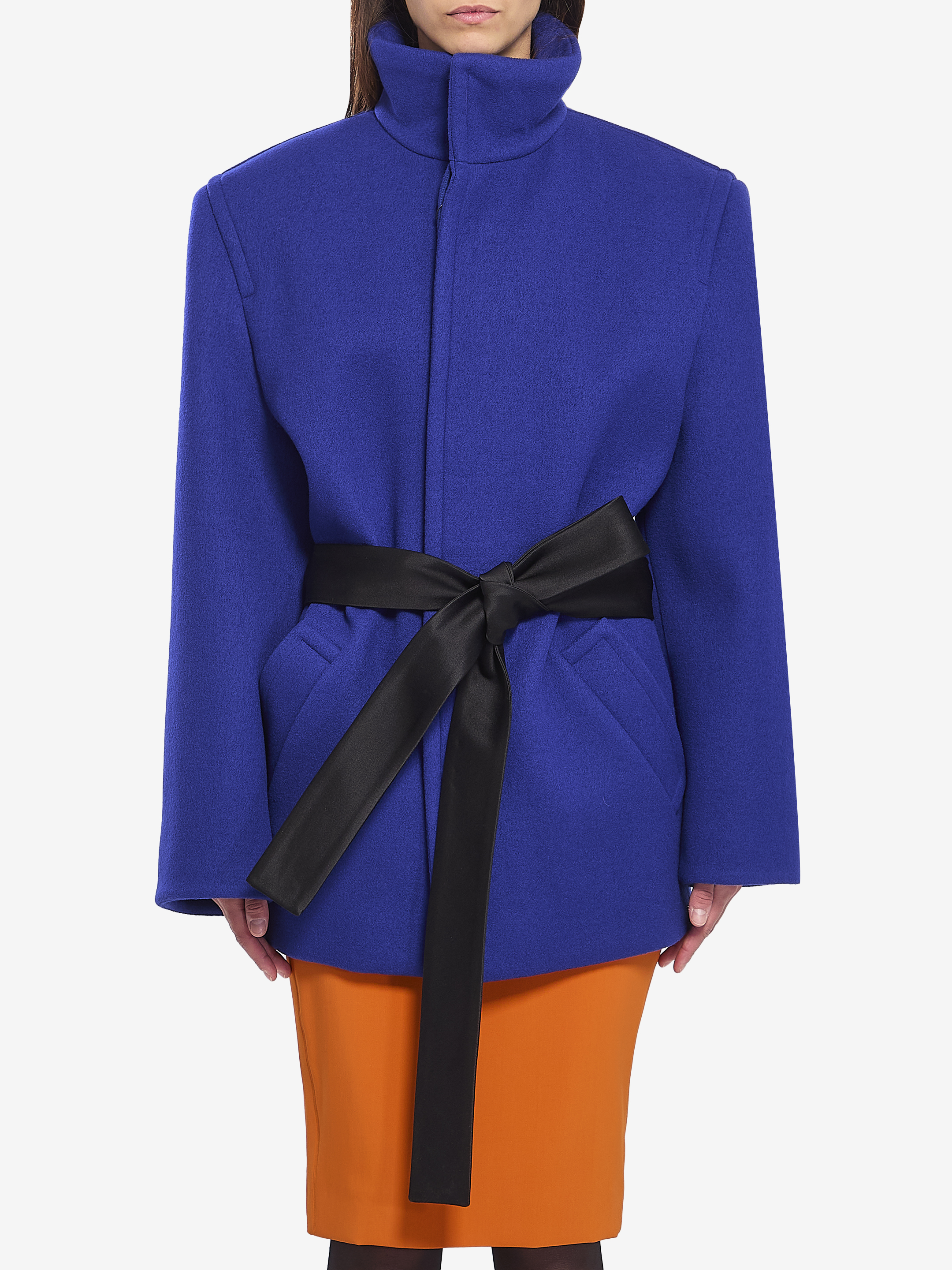 Saint Laurent Boxy belted coat in wool