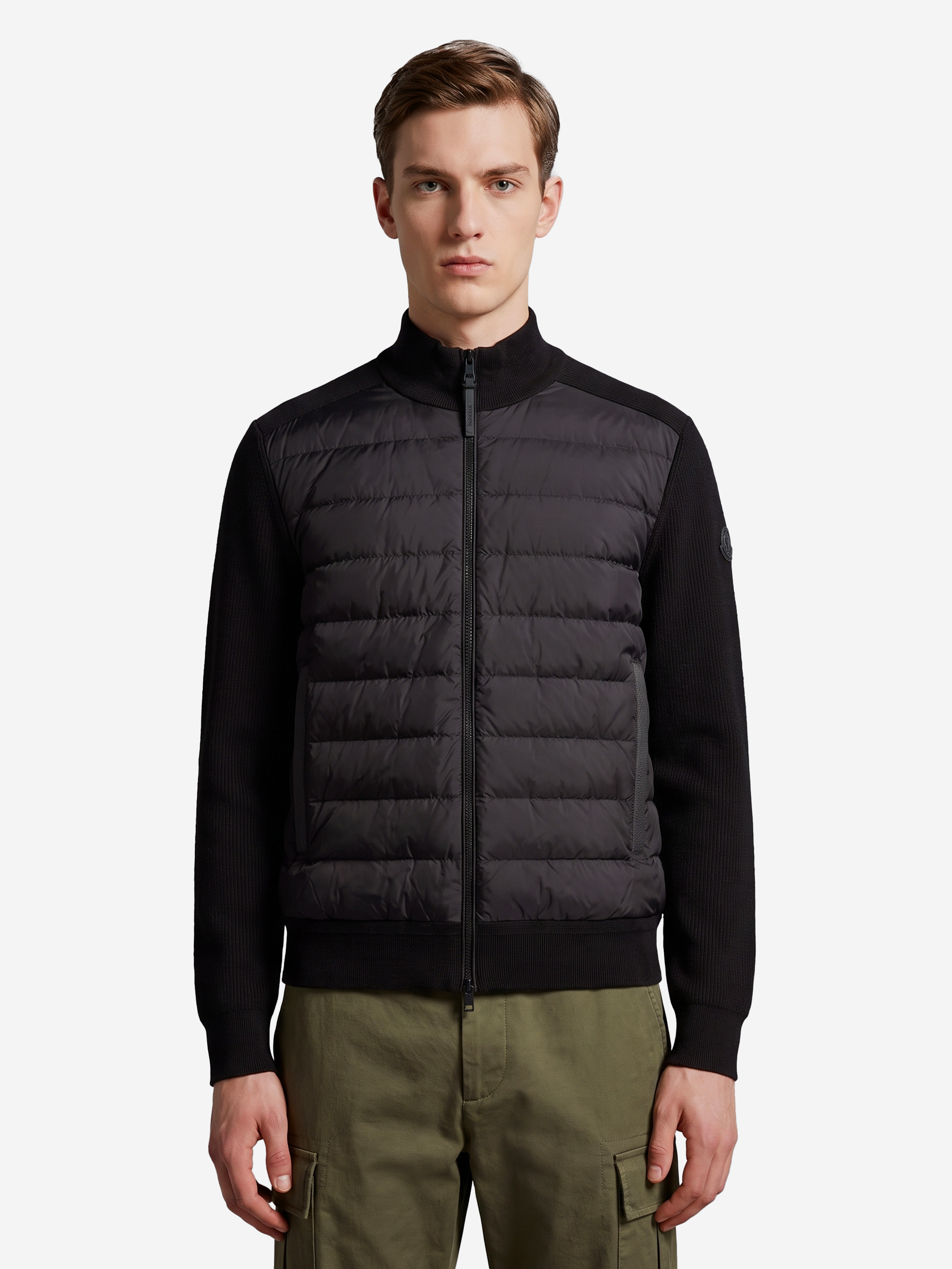 MONCLER Black quilted zipup cardigan