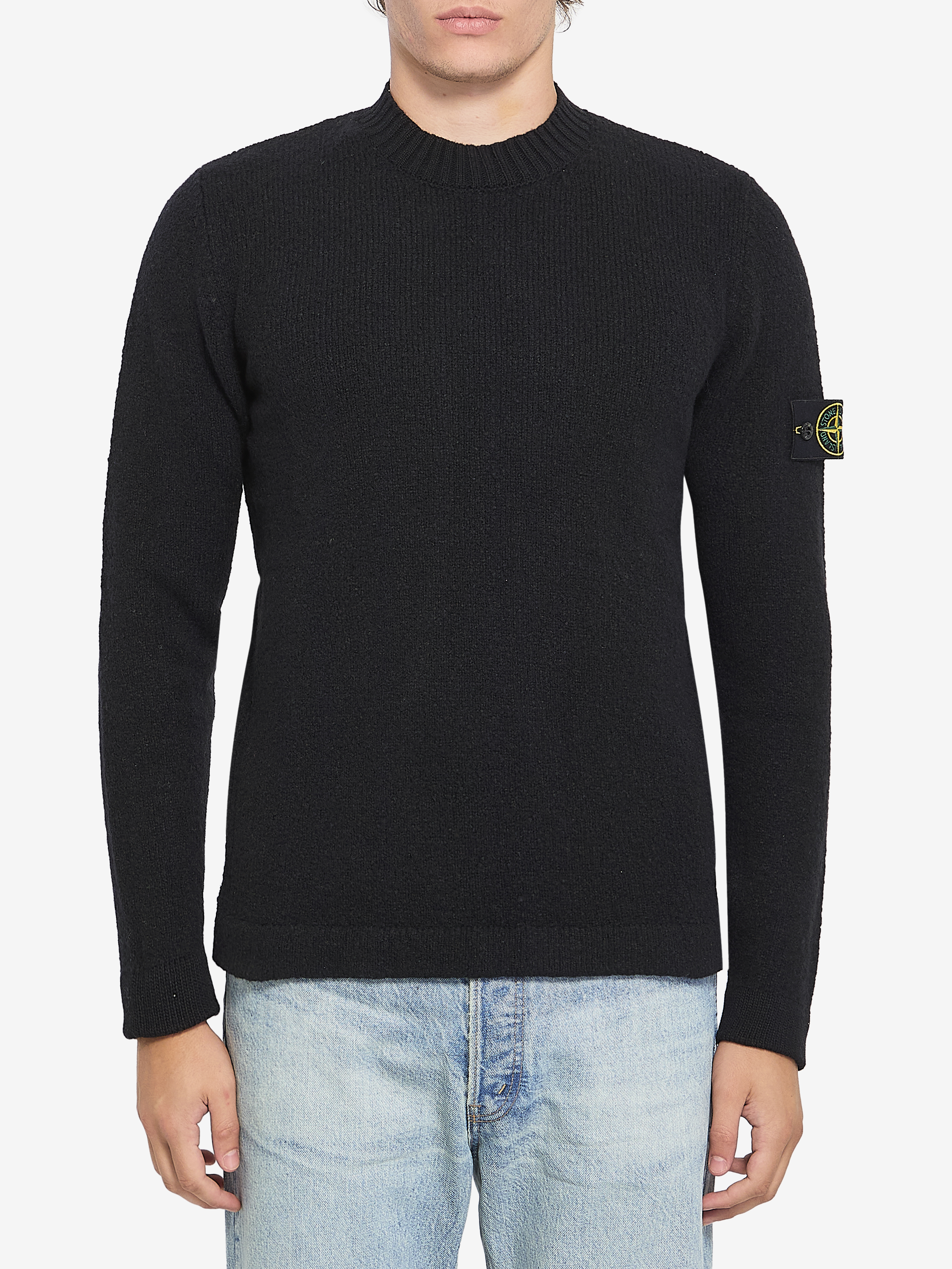 Stone Island Crew neck sweater with brushed texture.