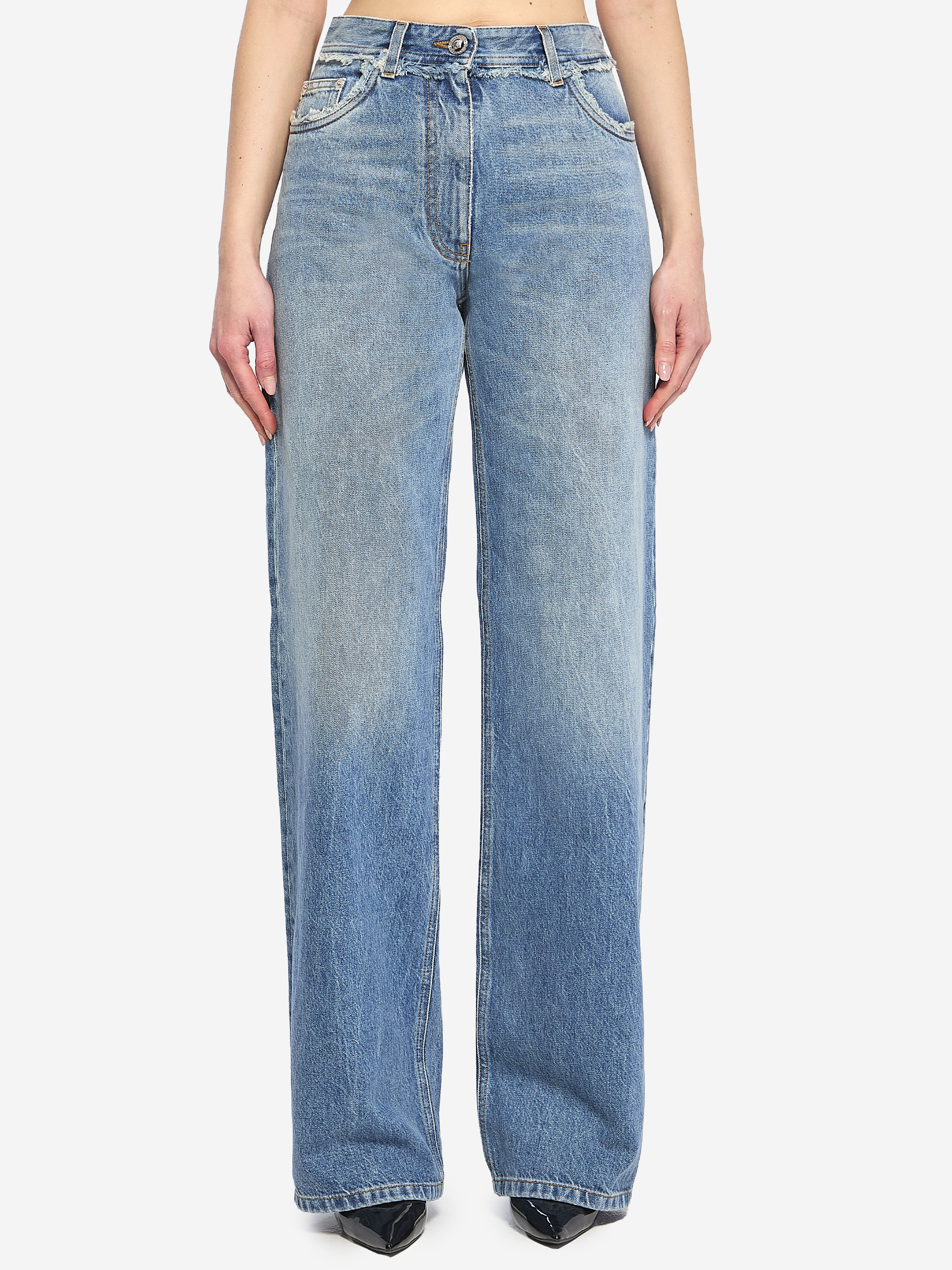 VERSACE Raw cut frayed jeans