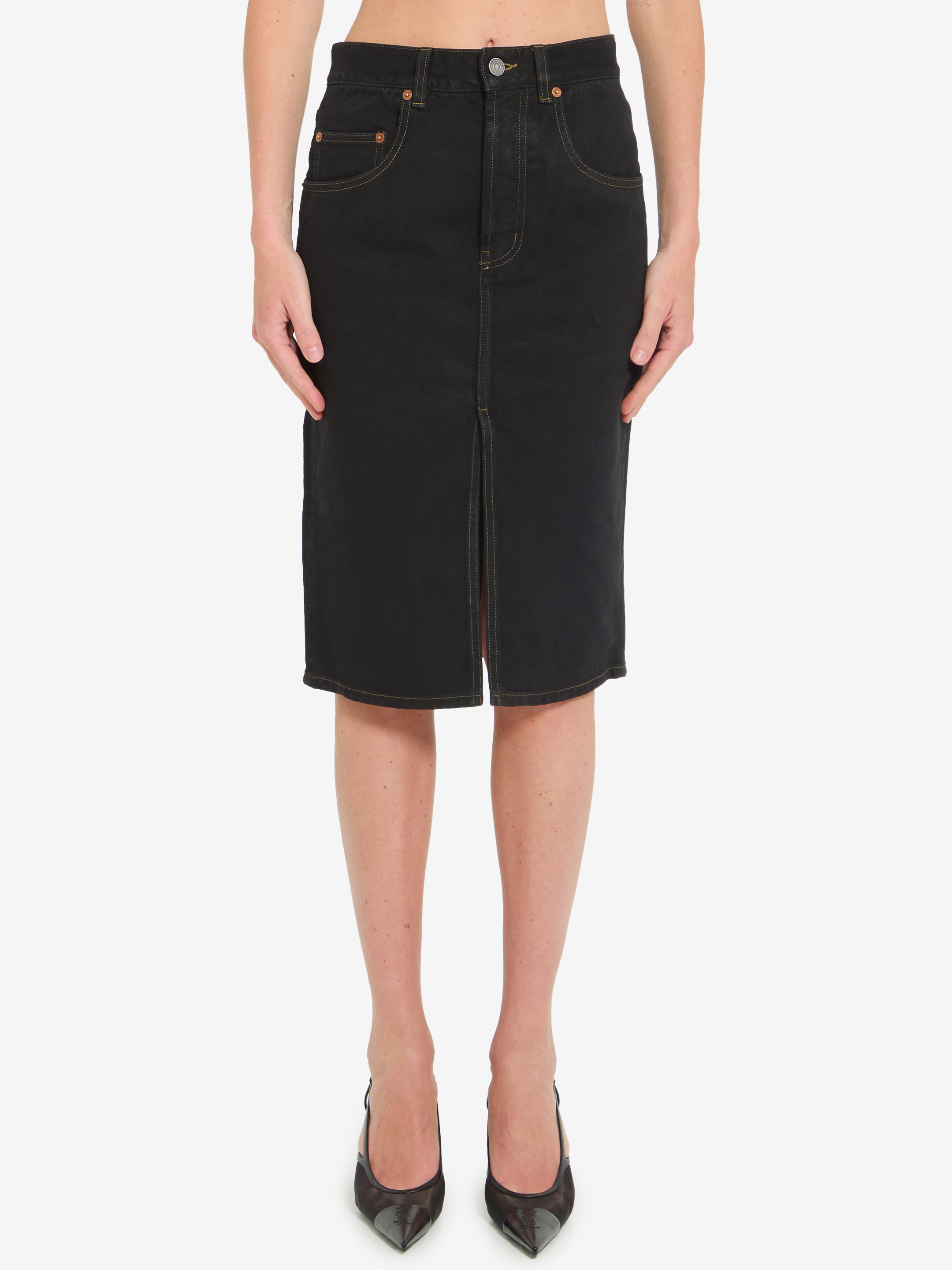 Saint Laurent Deep Sea baggy pencil skirt