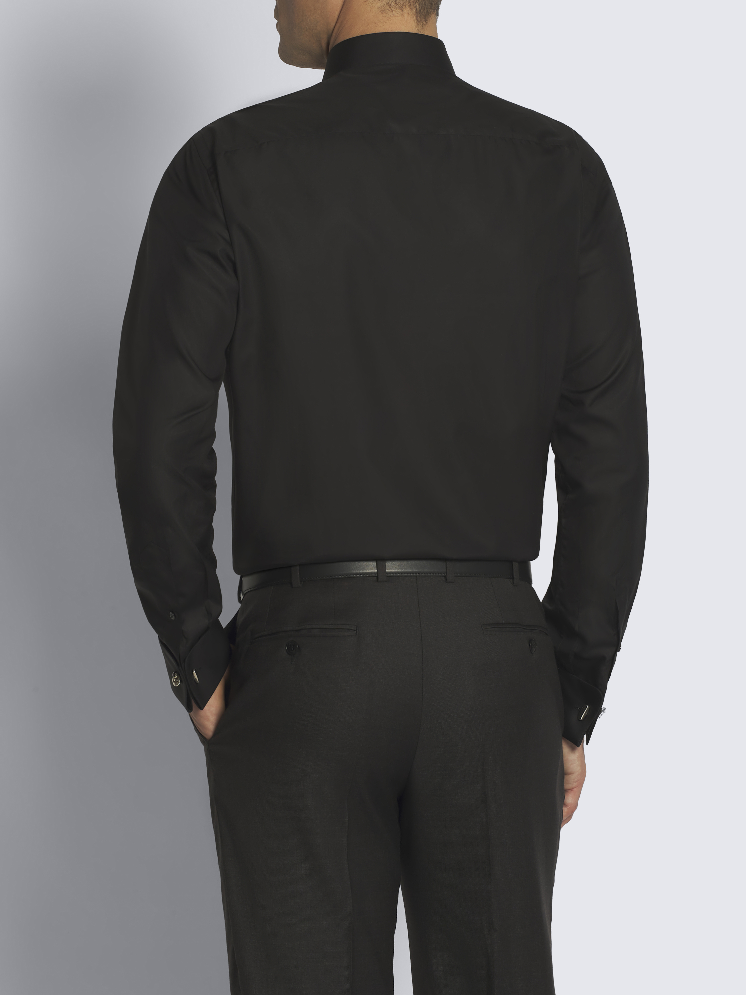 ブラック コットン フレンチカフス イブニングシャツ