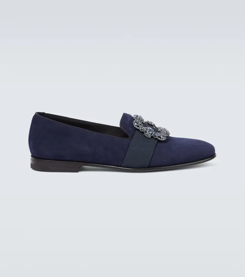 Manolo Blahnik Manolo Blahnik Carlton embellished suede loafers
