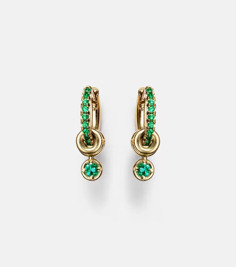 Spinelli Kilcollin Spinelli Kilcollin Zahra 18kt gold hoop earrings with emeralds