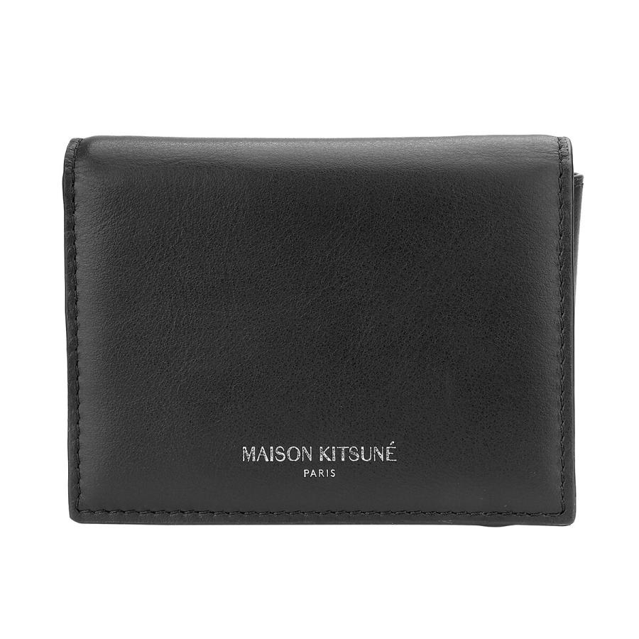 Maison Kitsuné ブラック 'Maison Kitsuné Paris' 三つ折り財布
