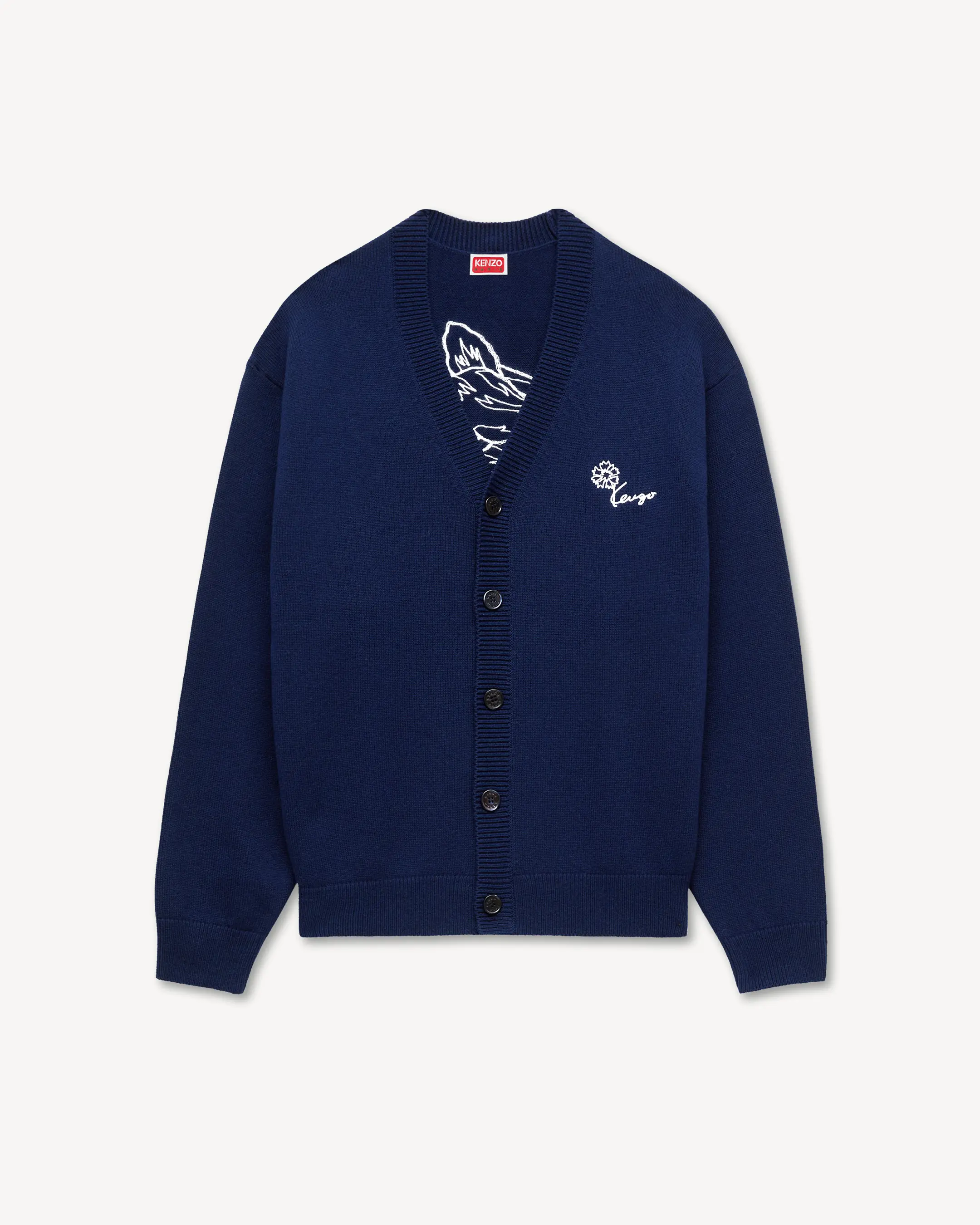 'KENZO エンブロイダリー カーディガン ウール & コットン