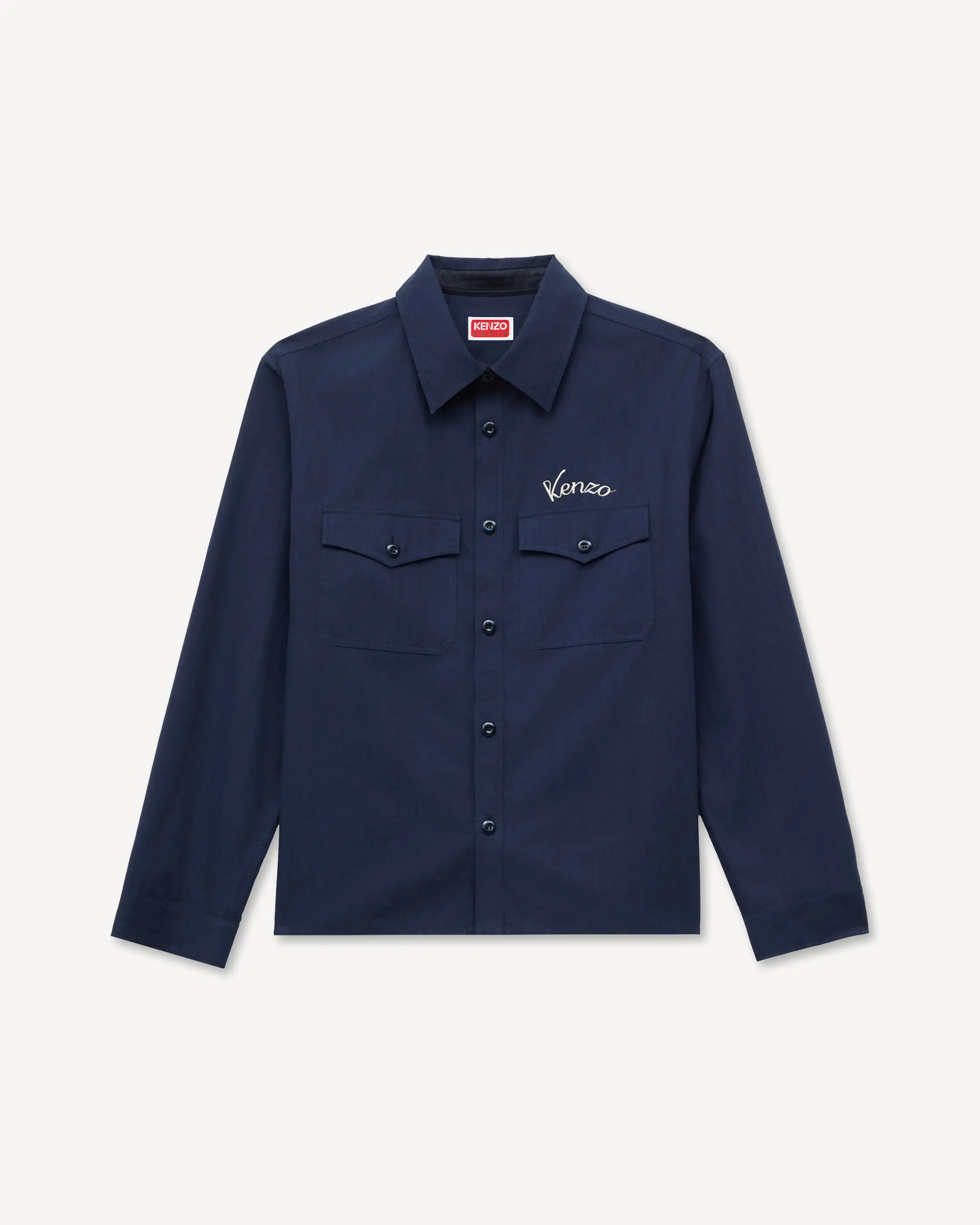 'KENZO エンブロイダリー オーバーシャツ イン コットン ツイル