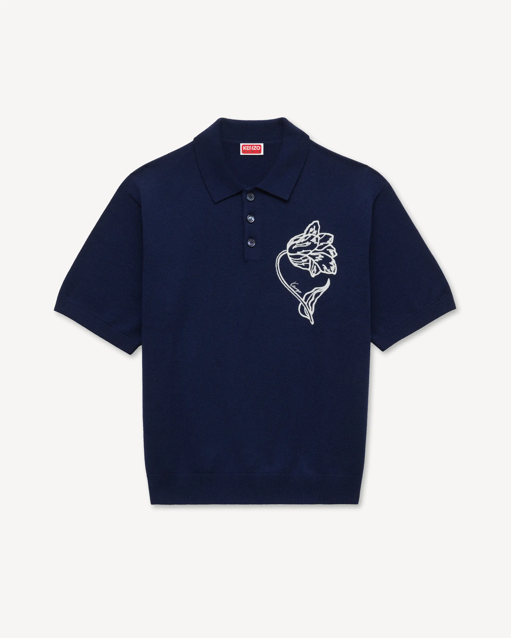 'KENZO エンブロイダリー ポロ ウール & コットン