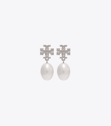 パヴェ パール ドロップピアス