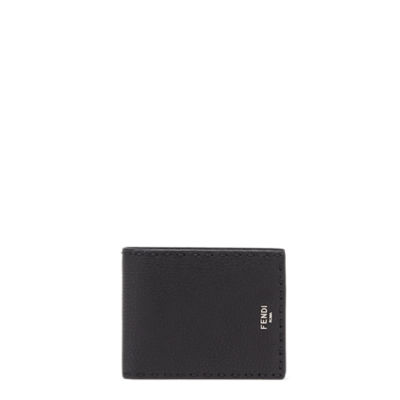 ブラックレザー 二つ折り財布