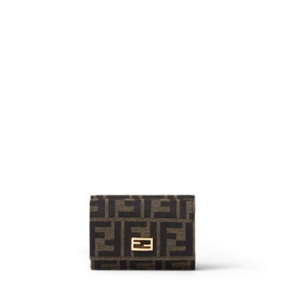 ズッカジャカード/ブラウンレザー コンパクト財布