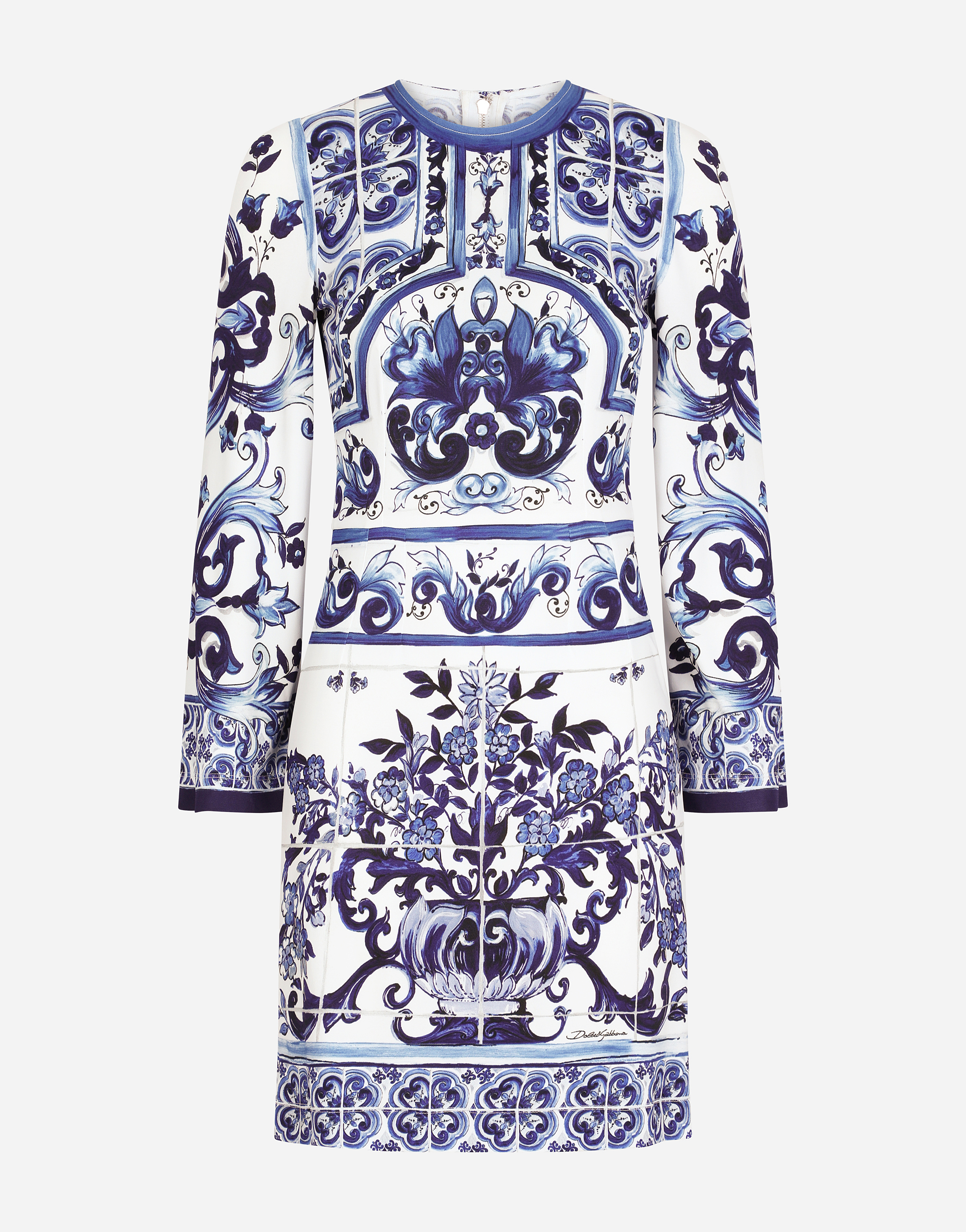 ショートドレス オーガンジーノ マヨリカプリント