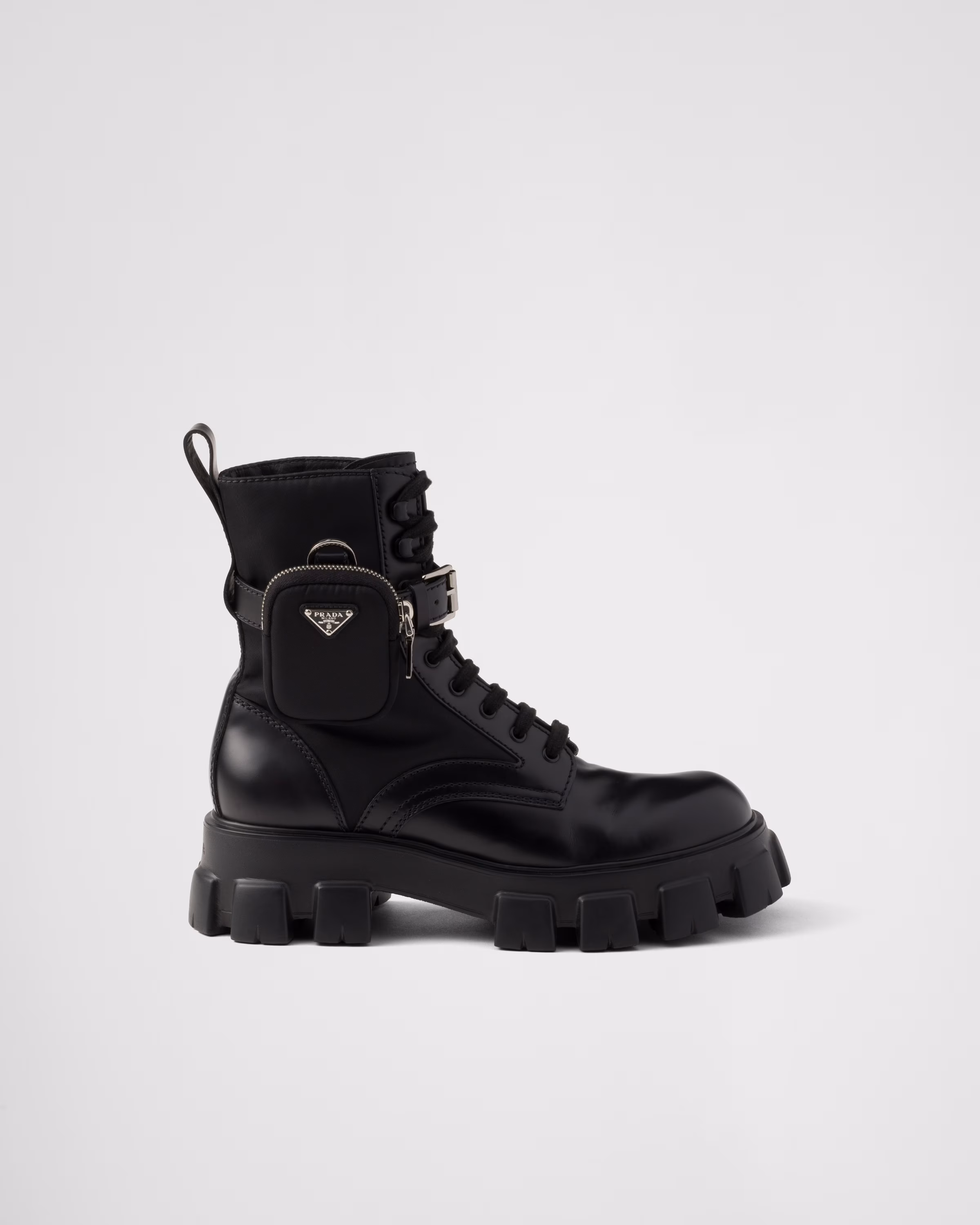 ポーチ付 ブラッシュドレザー Re-Nylon ブーツ